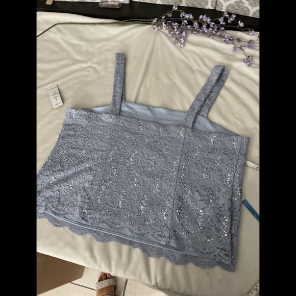 NWT ALEX EVENINGS Lace Sleeveless Square Neck Top Top in Hydrangea [SZ 2X‎ ] - Picture 12 of 14